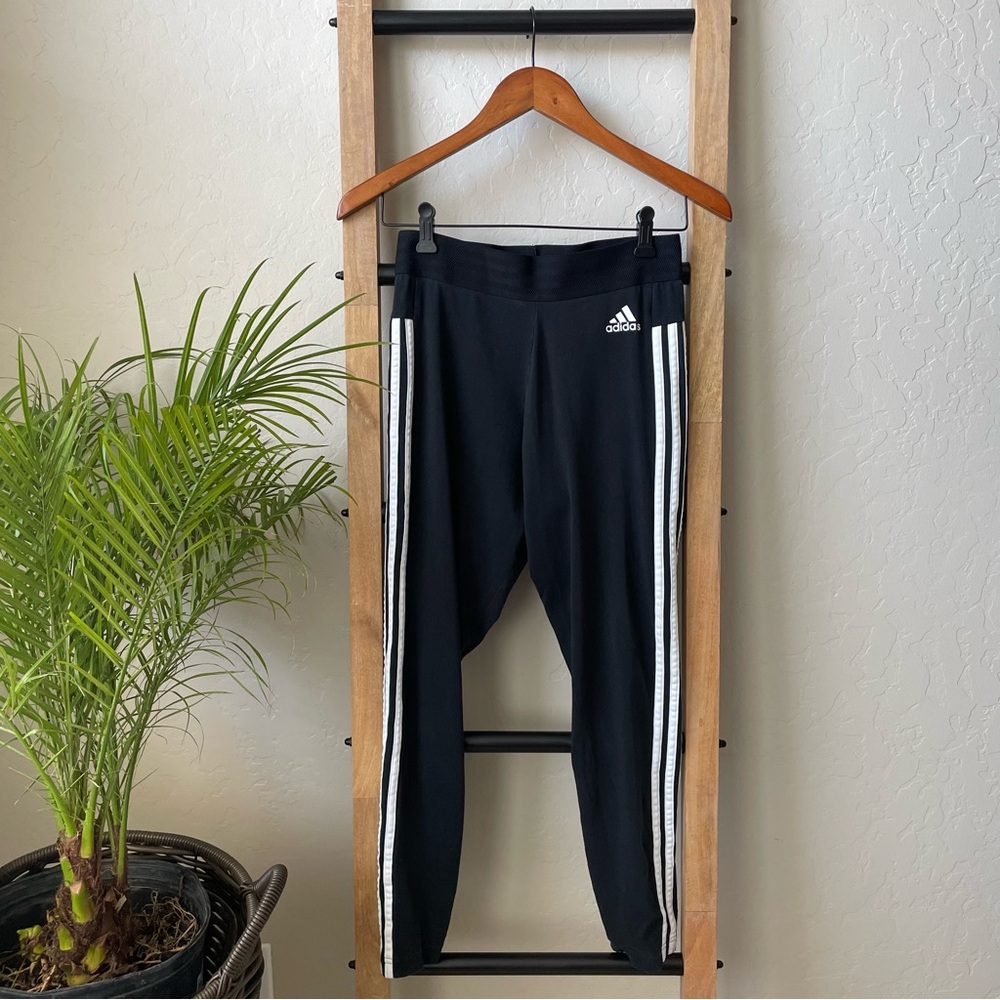 Adidas Black Track Jogger Cropped Athletic Legging Yoga Pants